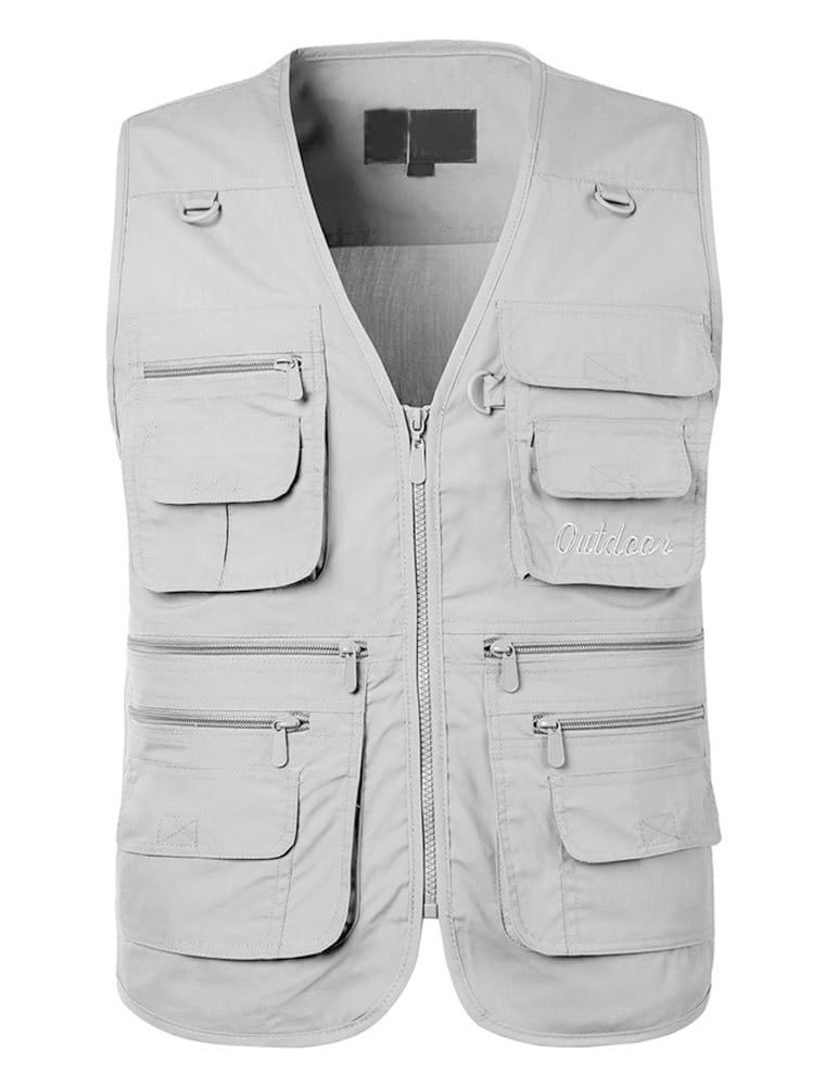 PASOK Men's Work Fishing Vests Lightweight Safari Travel Hunting Waistcoat With Multi-Pockets Color 5 L
